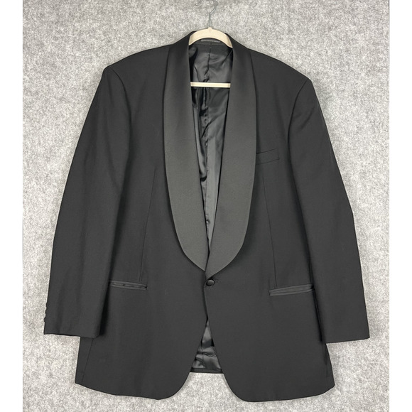Cricketeer Pierre Balmain Tuxedo Jacket Mens 46L Black Wool Shawl Collar Formal